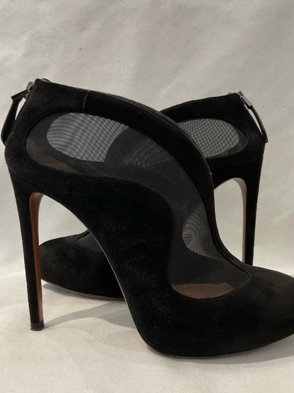 Alaïa Black Suede Mesh Ankle Booties